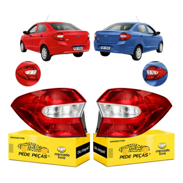 Par Lanterna Sinaleira Ford Ka+ Sedan 2015 A 2018 Sel Novo Ambos Lados Vermelho