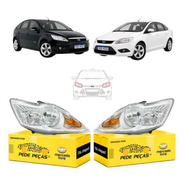 Par Farol Focus Ford 2009 2010 2011 2012 2013 2014 Cromado Esquerdo