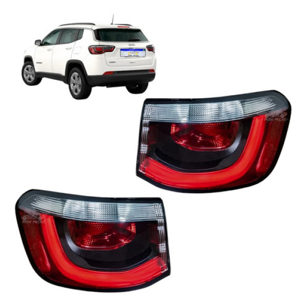 Par Lanterna Jeep Compass 2017 2018 2019 2020 2021 Com Led Ambos Lados Vermelho