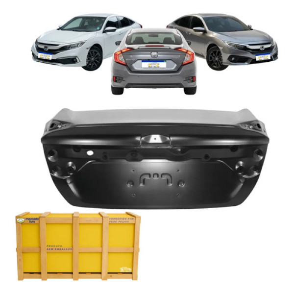 Tampa Traseira Malas Honda Civic 2017 2018 2019 2020 2021 Preto Liso Para Pintura