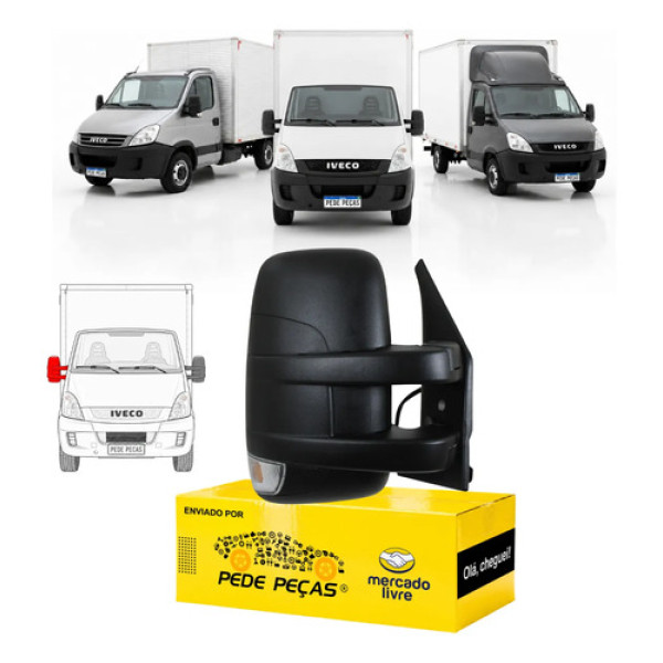 Retrovisor Iveco Daily 2008 09 A 2019 Braço Curto 9 Fios Ld