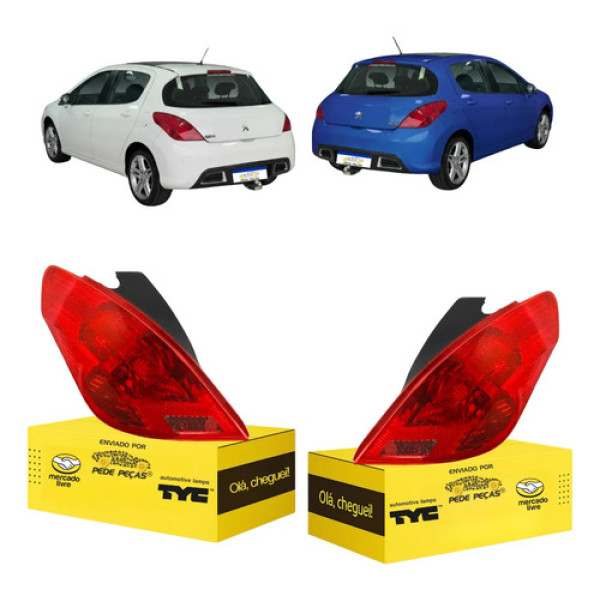 Sinaleira Traseira Peugeot 308 2011 A 2015 S/led Ambos Lados Ambos Lados Vermelho
