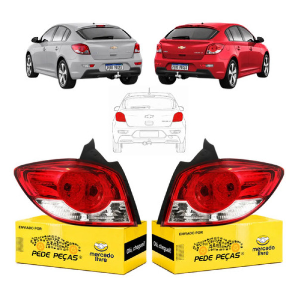 Par Lanterna Traseira Gm Cruze Sport6 Lt Ltz 2012 A 2016 Ambos Lados Vermelho