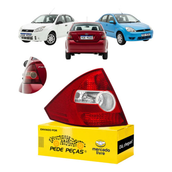 Lanterna Traseira Ford Fiesta Sedan 2003 04 05 06 A 2010 Le Esquerdo/motorista Vermelho Cristal