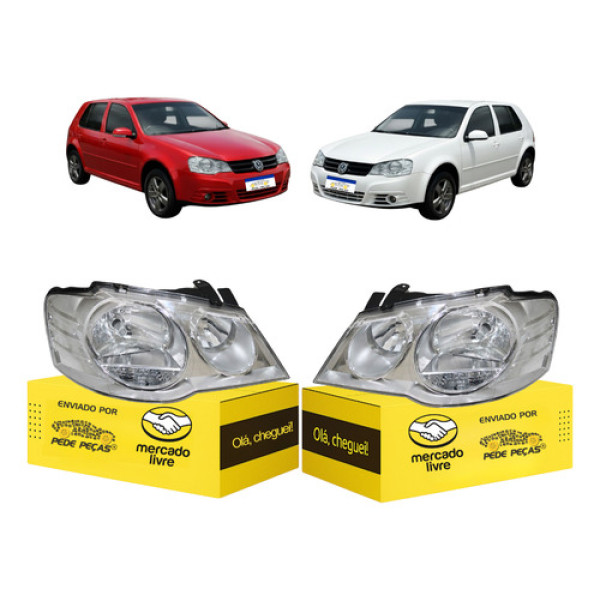 Par Farol Vw Golf 2008 2009 2010 2011 2012 2013 Cromado Novo Esquerdo