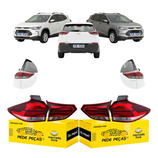 Kit Completo Sinaleira Traseira Gm Tracker 2020 A 2025 S/led Ambos Lados Vermelho Cristal