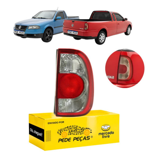 Lanterna Sinaleira Vw Saveiro G4 2006 2007 2008 2009 Fumê Ld Direito/passageiro Vermelho/fumê