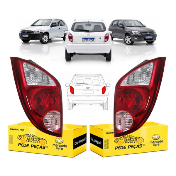 Par Sinaleira Traseira Gm Celta Ré Rosa 2007 2008 A 2015 Ambos Lados Vermelho