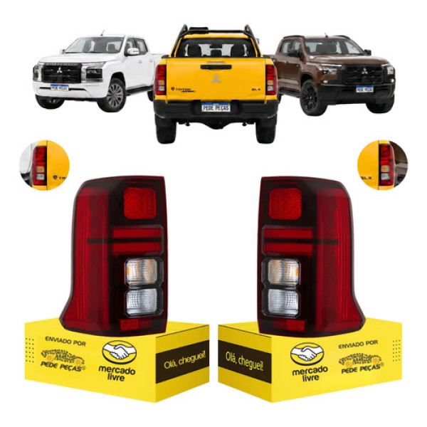 Par Lanterna Sinaleira Mitsubishi Triton 2026 2027 C/led Ambos Lados Vermelho