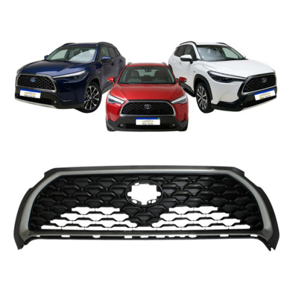 Grade Radiador Preta Moldura Cinza Corolla Cross 2022 A 2024 Preto