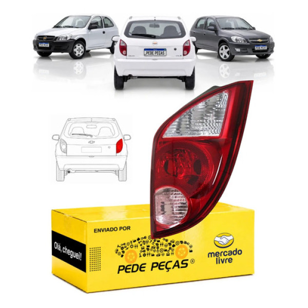 Sinaleira Traseira Gm Celta Ré Rosa 2007 2008 A 2015 Ld Direito/passageiro Vermelho