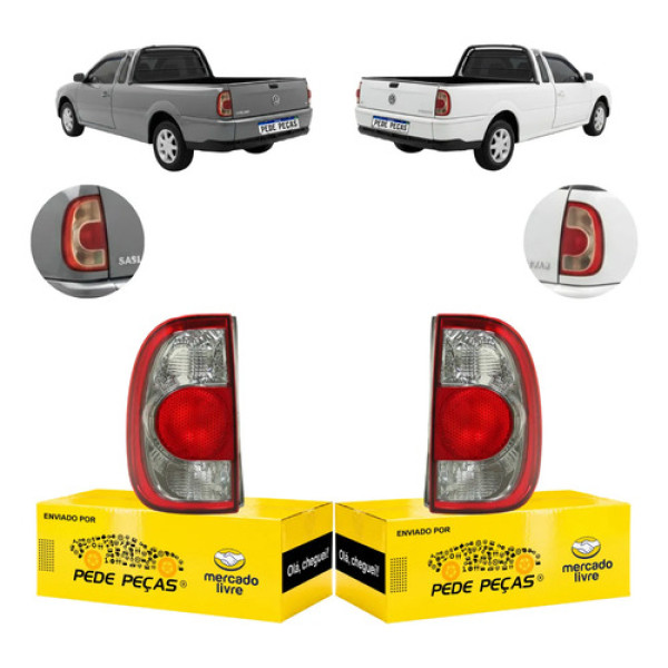Par Sinaleira Traseira Vw Saveiro G4 2006 07 08 2009 Fumê Ambos Lados Vermelho/fumê