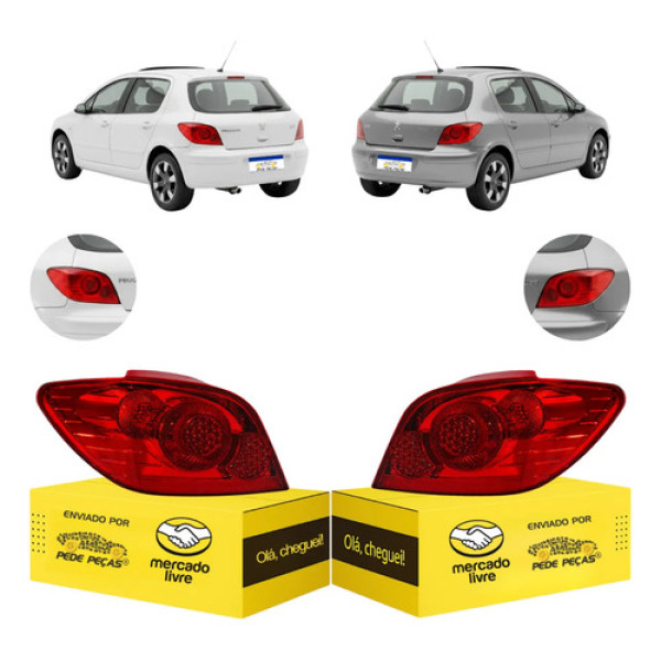 Par Lanterna Peugeot 307 Hatch 2007 2008 2009 2010 2011 2012 Ambos Lados