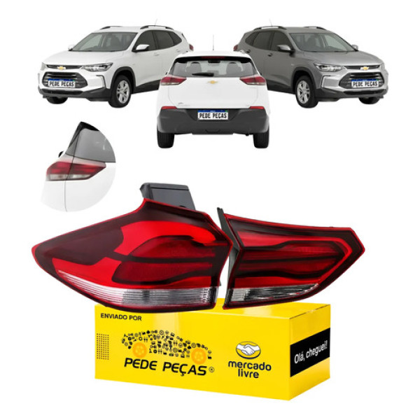 Par Sinaleira Canto Tampa Tracker 2020 21 22 A 2025 S/led Le Esquerdo/motorista Vermelho Cristal