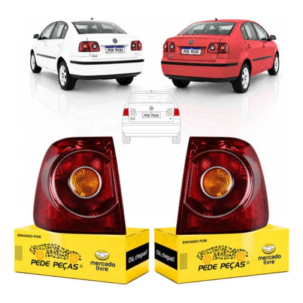 Par Lanterna Traseira Vw Polo Sedan 2007 2008 A 2014 Canto Ambos Lados Vermelho
