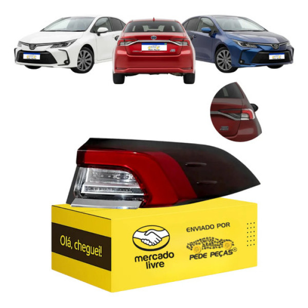 Sinaleira Traseira Toyota Corolla 2020 A 2026 C/led Ld Direito/passageiro Vermelho