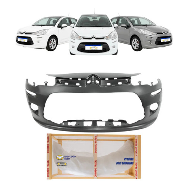 Parachoque Dianteiro Citroen C3 2013 14 15 16 17 18 19 2020 Preto Liso Para Pintura