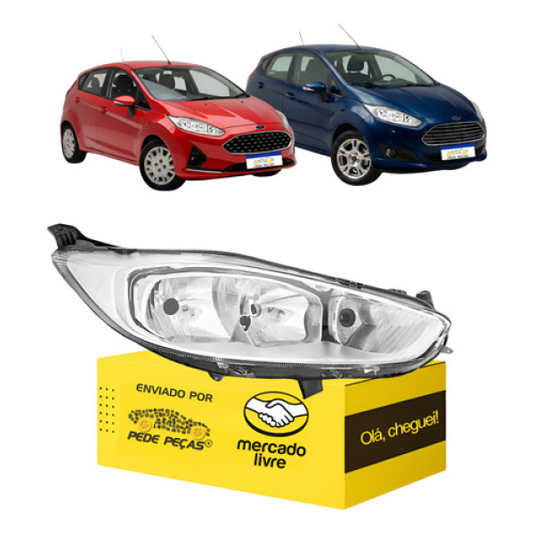 Farol Ford New Fiesta 2013 2014 2015 2016 A 2019 Cromado