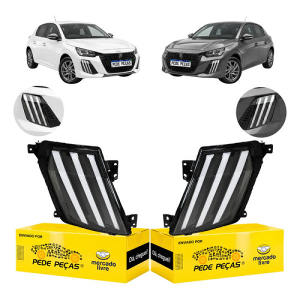 Par Farol Milha Daylight Auxiliar Peugeot 208 2025 2026 Cristal