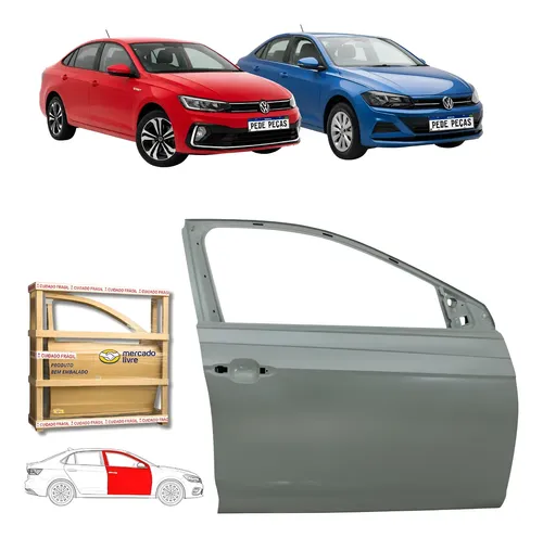 Porta Dianteira Vw Virtus 2017 18 19 20 21 22 23 A 2026 Ld Dianteira Direito Cinza Para Pintura
