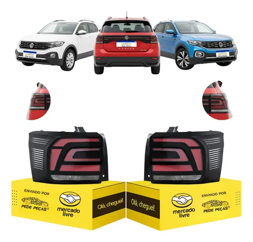 Par Lanterna Sinaleira Vw T-cross 2019 20 21 22 A 2024 C/led Ambos Lados Fumê