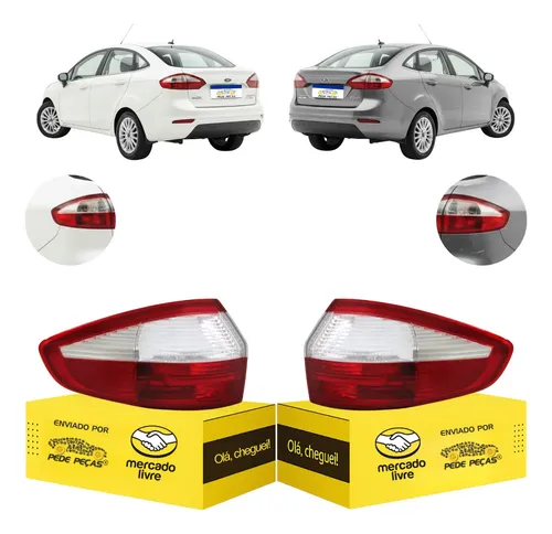 Par Lanterna Canto Ford Fiesta New Sedan 2014 2015 2016 2017 Ambos Lados Cristal