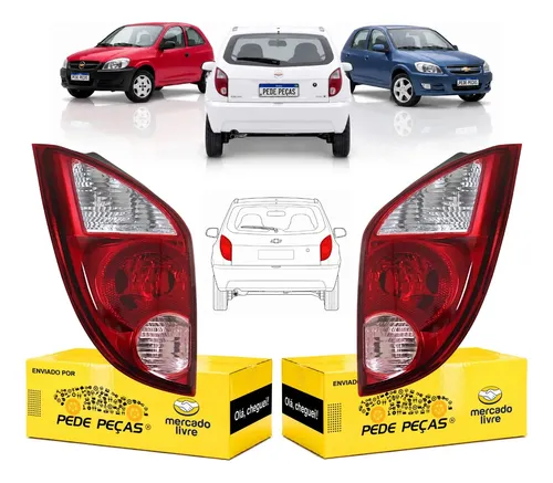 Par Sinaleira Traseira Gm Celta 2007 2008 09 A 2015 Ré Rosa Ambos Lados Vermelho