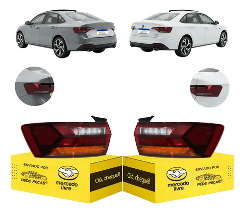 Lanterna Sinaleira Canto Jetta 2018 19 A 2024 Full Led Par Ambos Lados Vermelho