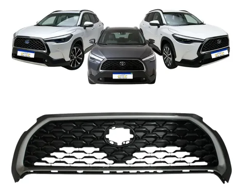 Grade Radiador Moldura Cinza Corolla Cross 2022 2023 2024 Preto