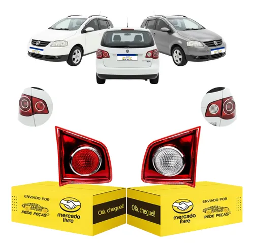 Par Sinaleira Traseira Tampa Spacefox 2006 A 2010 Vermelho Ambos Lados Vermelho Cristal