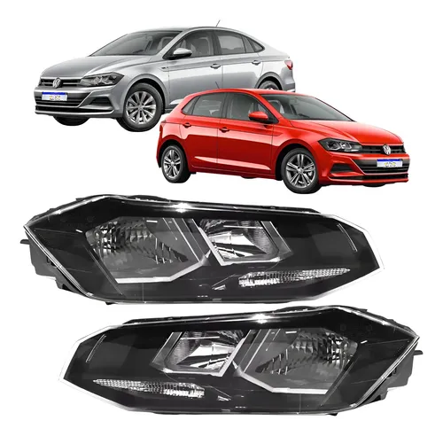 Par Farol Vw Polo Virtus 2018 2019 2020 2021 22 Friso Preto Ambos Lados