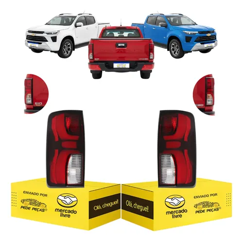 Par Lanterna Chevrolet S10 2012 13 14 15 16 17 A 2026 C/led Ambos Lados Vermelho Cristal