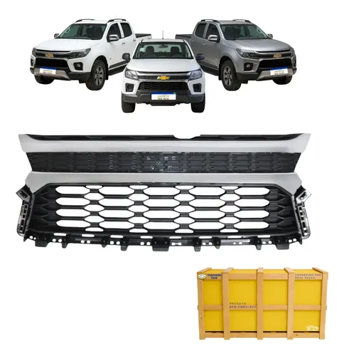 Grade Central Chevrolet S10 2021 2022 2023 2024 Nova Preto/cromado Fosco/brilhante