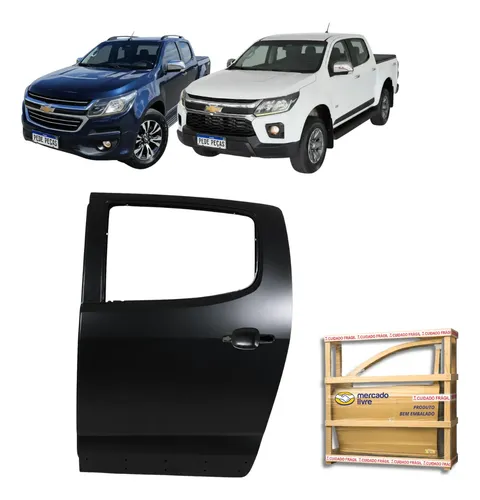Porta Traseira Esquerda Chevrolet S10 2012 13 14 15 A 2024 Traseira Esquerdo Preto Liso Para Pintura