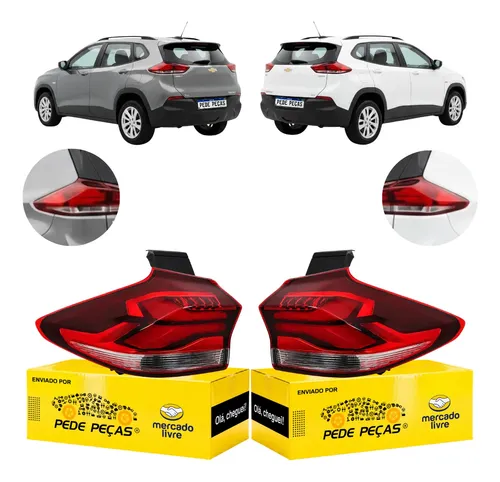 Par Sinaleira Canto Chevrolet Tracker 2020 21 A 2025 C/led Ambos Lados Vermelho Cristal