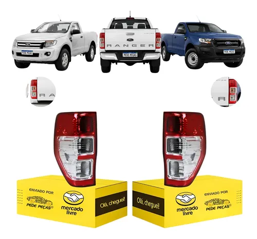 Lanterna Traseira Ford Ranger 2013 A 2023 Par Ambos Lados Vermelho