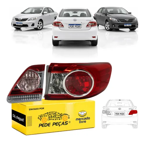 Par Lanterna Canto Tampa Toyota Corolla 2012 2013 2014 Ld Direito/passageiro Vermelho/rosa