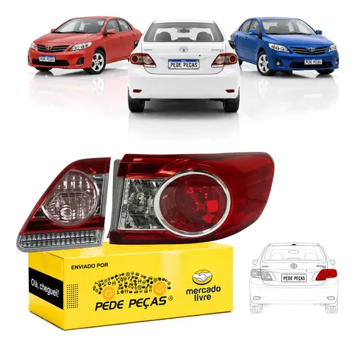 Par Lanterna Canto Tampa Toyota Corolla 2012 A 2014 S/led Ld Direito/passageiro Vermelho/rosa