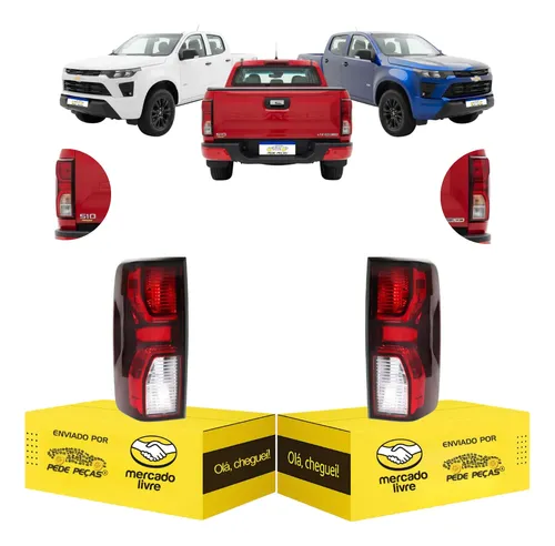 Par Lanterna Sinaleira Chevrolet S10 Wt 2025 2026 Sem Led Ambos Lados Vermelho