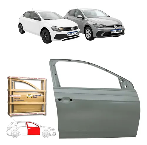 Porta Dianteira Direita Volkswagen Polo Track 2017 18 A 2026 Dianteira Direito Cinza Para Pintura
