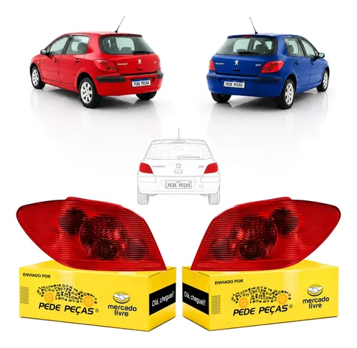 Par Lanterna Sinaleira Peugeot 307 2003 2004 2005 2006 Novo Ambos Lados Vermelho