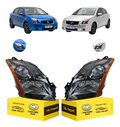 Par Farol Sinaleira Nissan Sentra 2007 08 2009 Máscara Cinza Ambos Lados