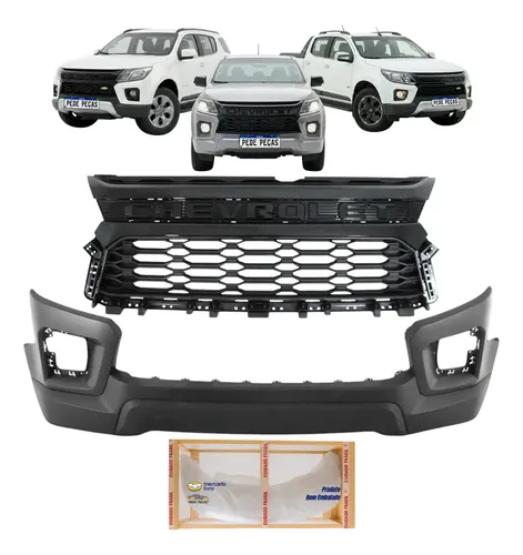Kit Parachoque Grade Central Chevrolet S10 2021 2022 2023 24 Preto Pintado