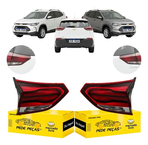 Par Sinaleira Traseira Tampa Gm Tracker 2020 21 A 2025 S/led Ambos Lados Vermelho Cristal