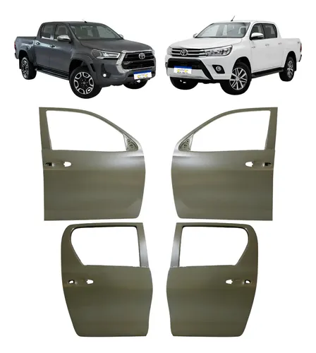 Kit Porta Hilux 2016 2017 2018 2019 A 2022 2023 2024 2025 Dianteira Ambos Os Lados Cinza