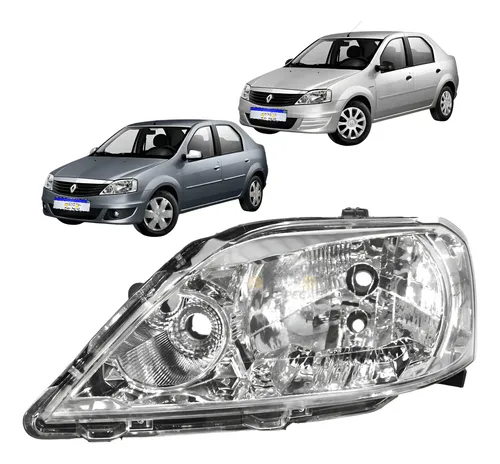 Farol Renault Logan Cromado 2011 2012 2013 Novo Le Esquerdo