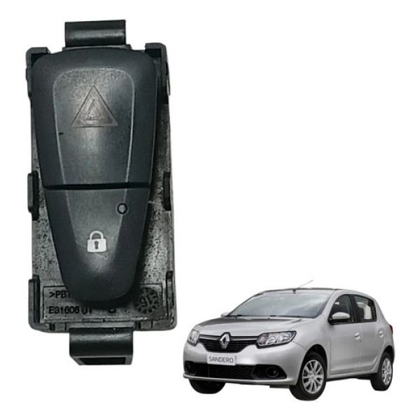 Botao Pisca Alerta E Trava Renault Sandero Logan 2015 2020 Preto