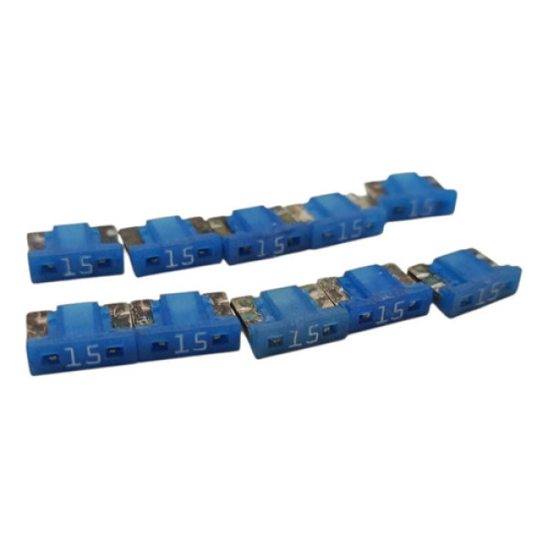 Kit 10 Mini Fusivel Baixo Perfil Azul 15a Azul