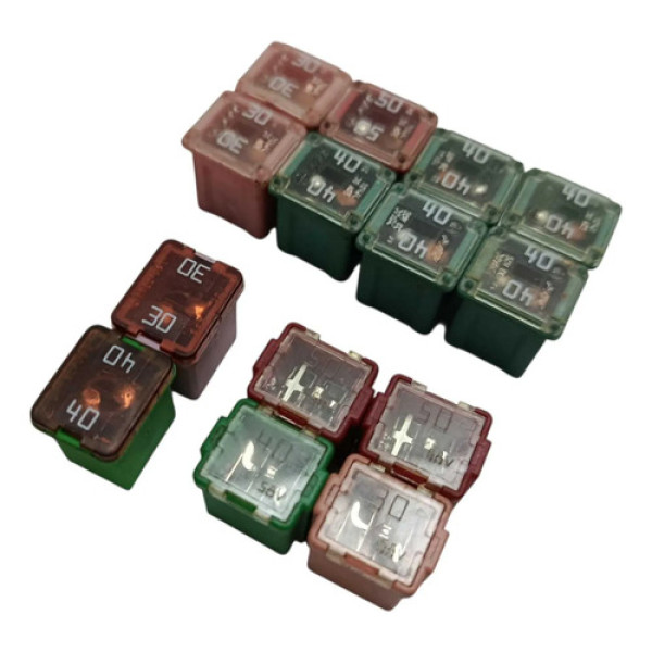 Kit 14 Fusivel Plug In Baixo Perfil Sortido 30a 40a 50a Colorido