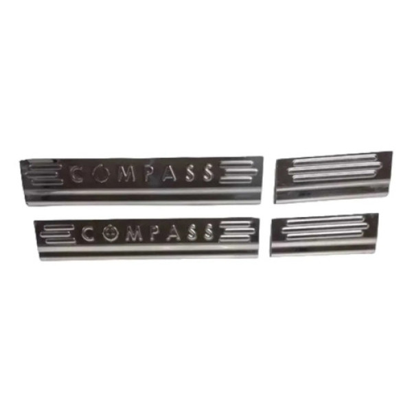 Kit Aplique Protetor Soleira Porta - Inox - Compass Cx253 Cinza